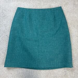 Boden British Tweed by MOON Teal Blue Green Wool Skirt Size 10R
